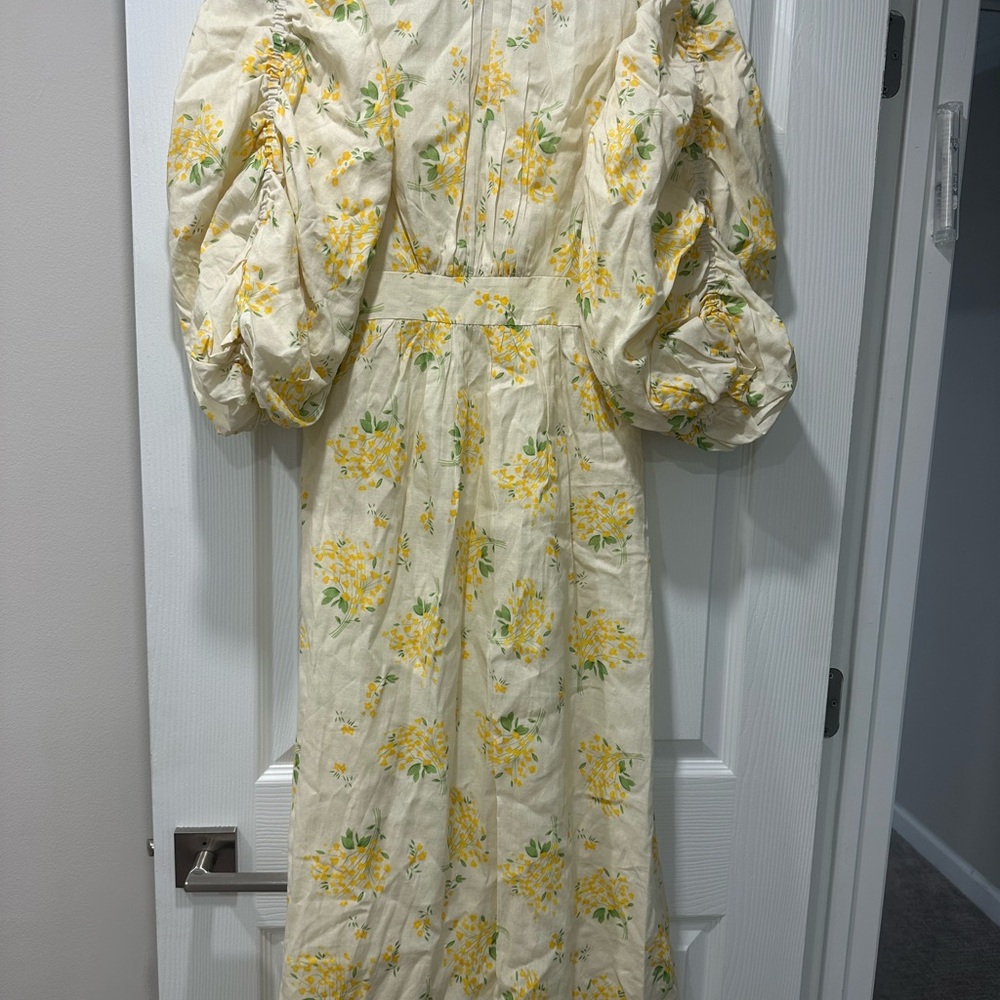 TARI Floral Puff Sleeve Midi Dress Size 2 Cottagecore NWT